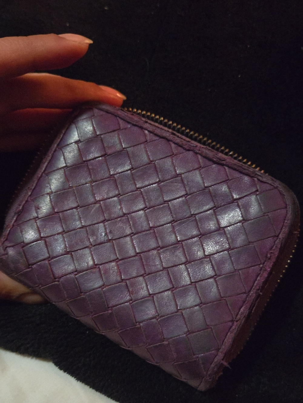 Bottega Veneta Folding Button Snap Wallet in Purple